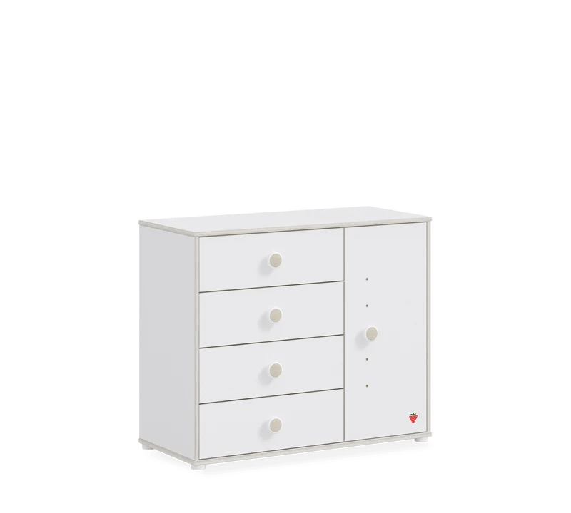Comò Bianco Montessori Con Coperchio, 2 Cassetti Organizzati E Chiusura Automatica Sicura