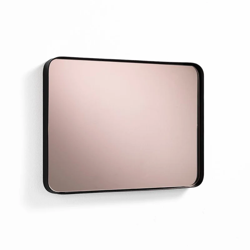 Specchio da parete colorato oro rosa con cornice in acciaio colore nero cm 30x3x40h