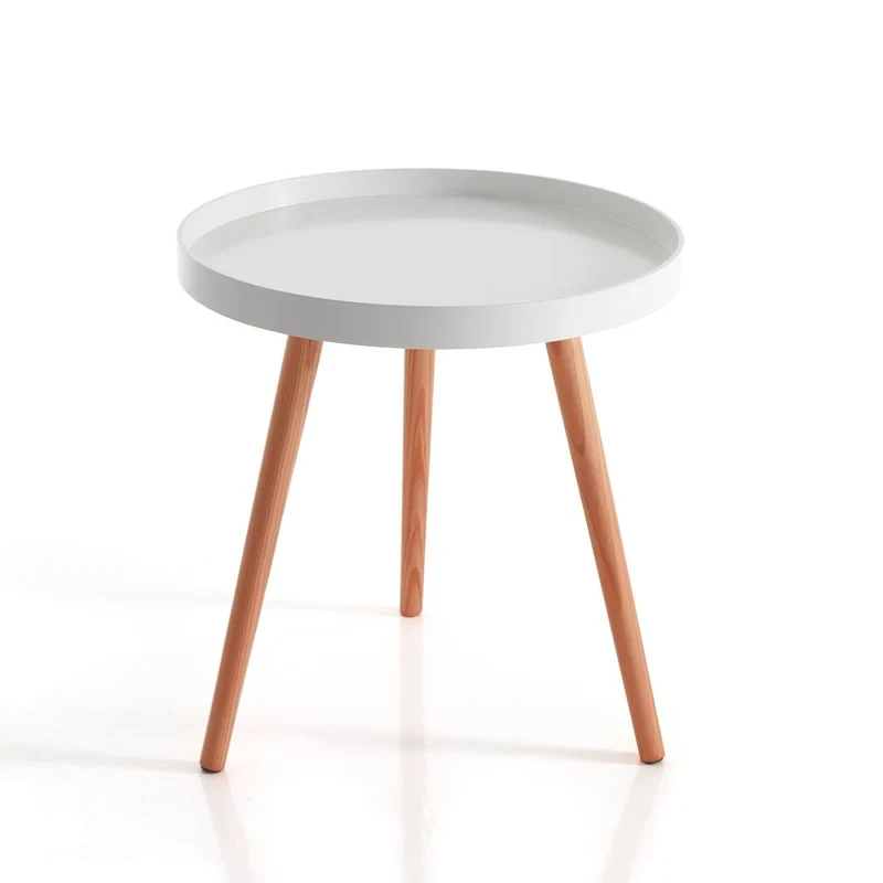 Tavolino da salotto tondo moderno in legno con piano a vassoio cm ø 49x51h - vari colori