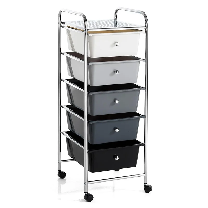 Cassettiera con rotelle struttura in metallo cromato cassetti colorati cm 32x37x90h