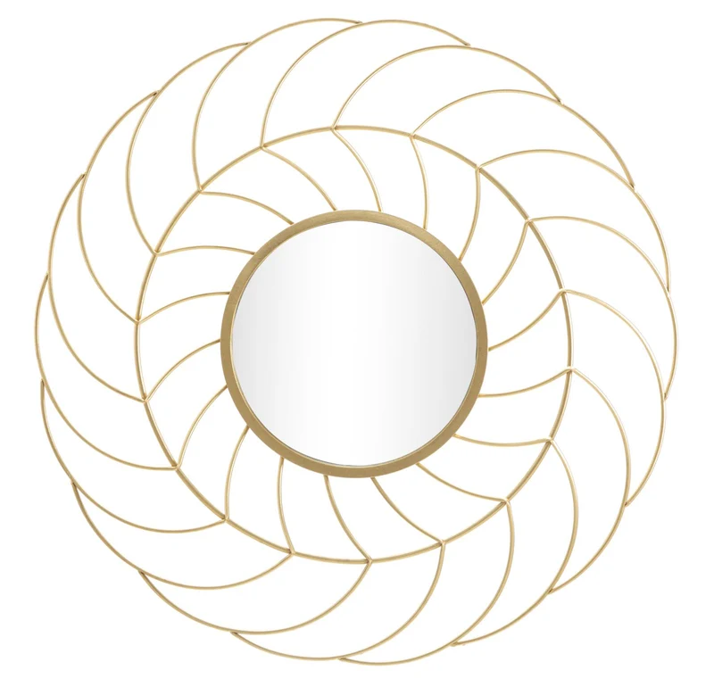 Specchio design rotondo cornice in metallo dorato 3D cm Ø 88x7
