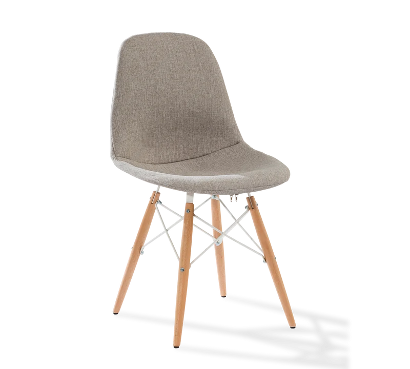 Sedia Beige Elegante Con Gambe Tornite In Legno Di Faggio, Design Confortevole E Raffinato