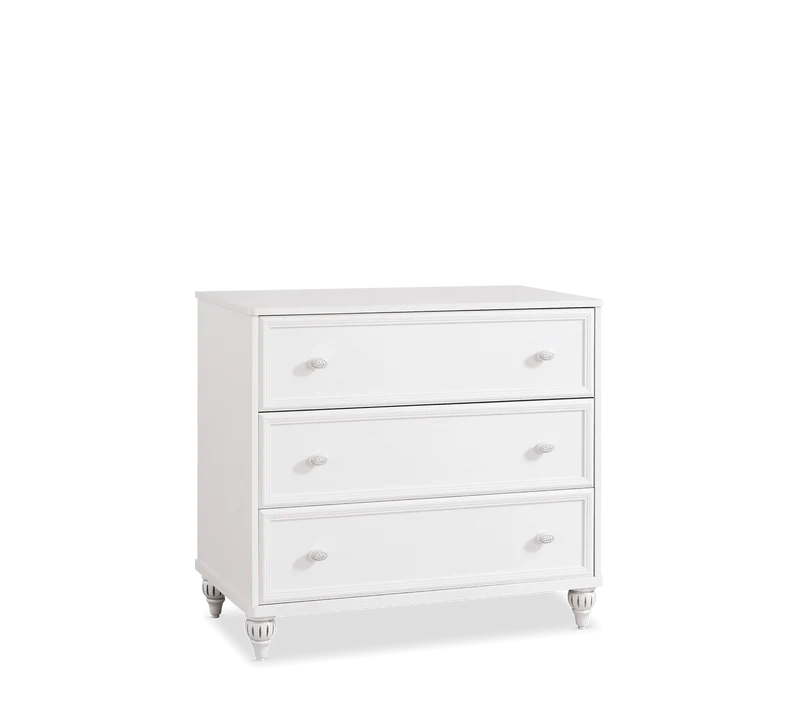 Comò Per Bambini Romantica con 3 Cassetti, Design Fiabesco e Funzionale, Dimensioni 90,3x84x50 cm