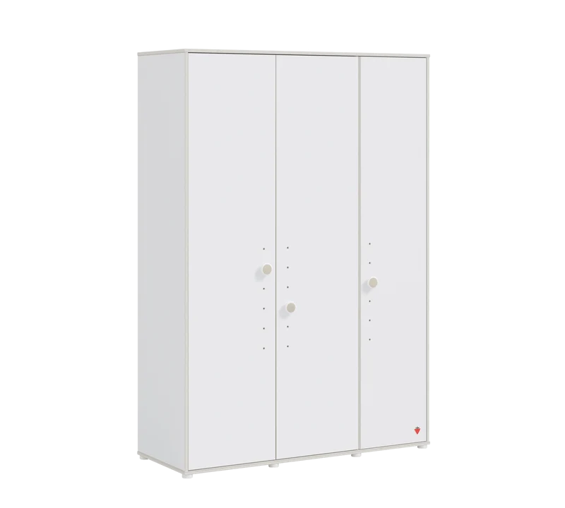Armadio Montessori Bianco 3 Ante 140x202x53 cm Con Ripiani Regolabili e Sistema Di Sicurezza Stop System
