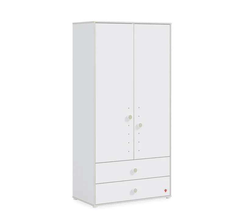 Armadio Bianco Montessori 2 Ante Regolabile Con Ventilazione, Sicurezza e Design Funzionale 101x202x53 cm