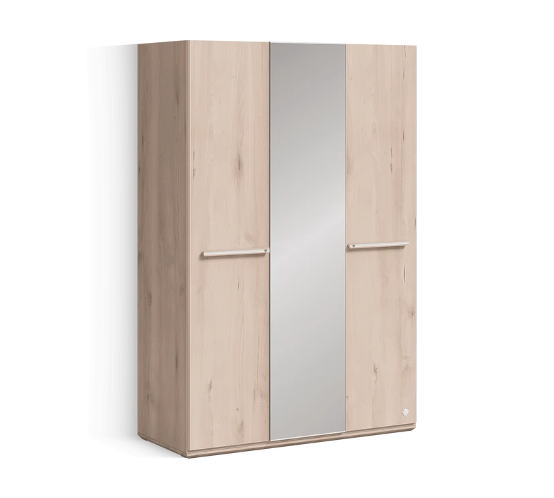 Armadio A Tre Ante Con Specchio Intero 135x203,5 Cm, Ventilazione, Ripiani Interni E Chiusura Silenziosa