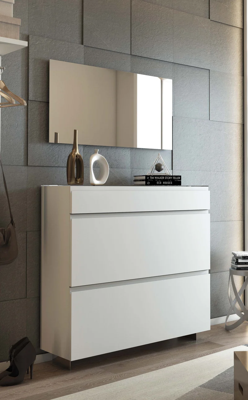 Mobile scarpiera con 2 ante e cassetto design moderno cm 110x33x104h - vari colori