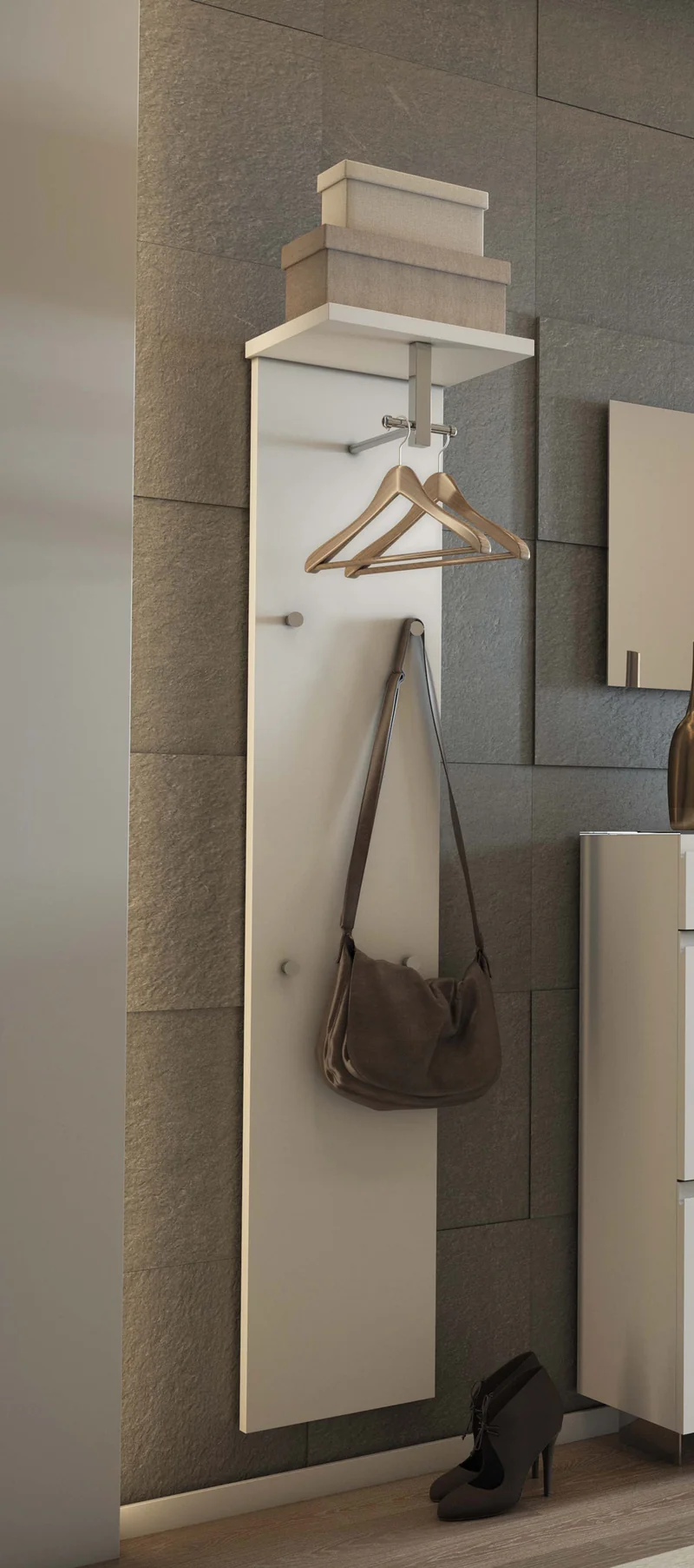 Pannello appendiabiti guardaroba sospeso per ingresso design moderno cm 33x31x168h - vari colori