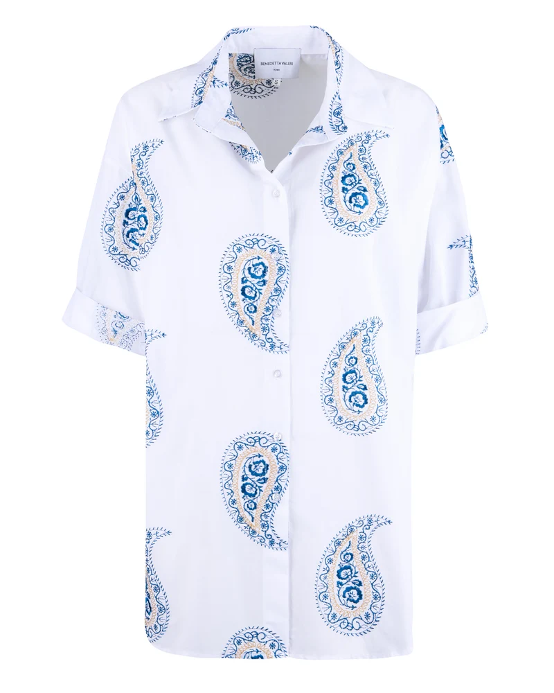 Camicia over cotone con ricamo 24-218