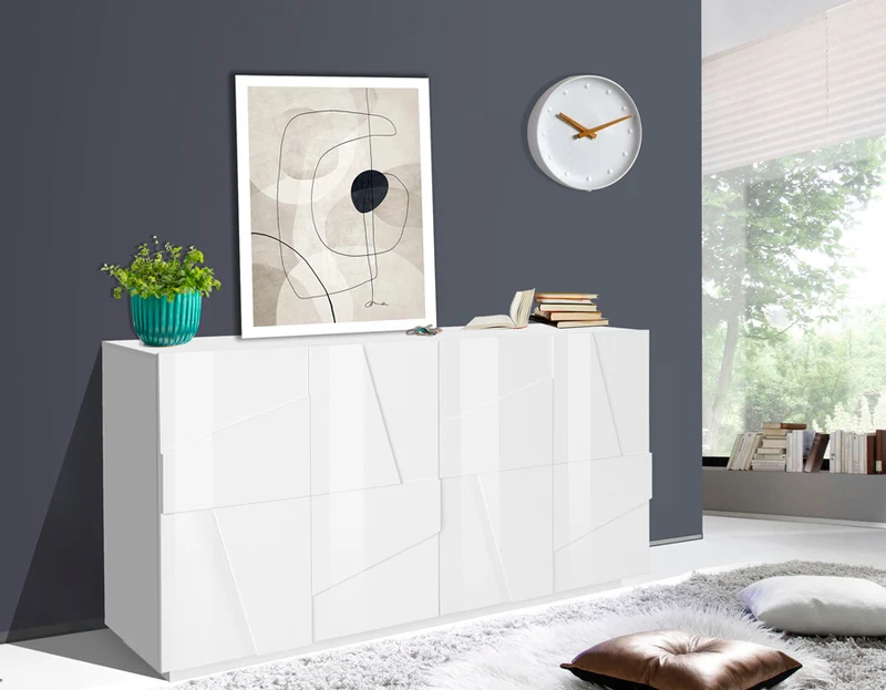 Lilianna - Madia credenza design moderno in legno 4 ante cm 162x44x86h - vari colori