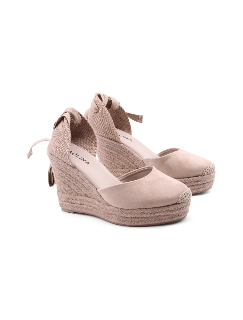Espadrillas zeppa con lacci da donna