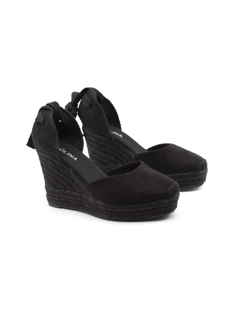Espadrillas zeppa con lacci da donna