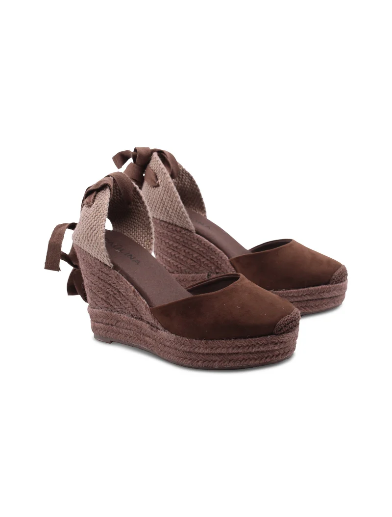 Espadrillas zeppa con lacci da donna