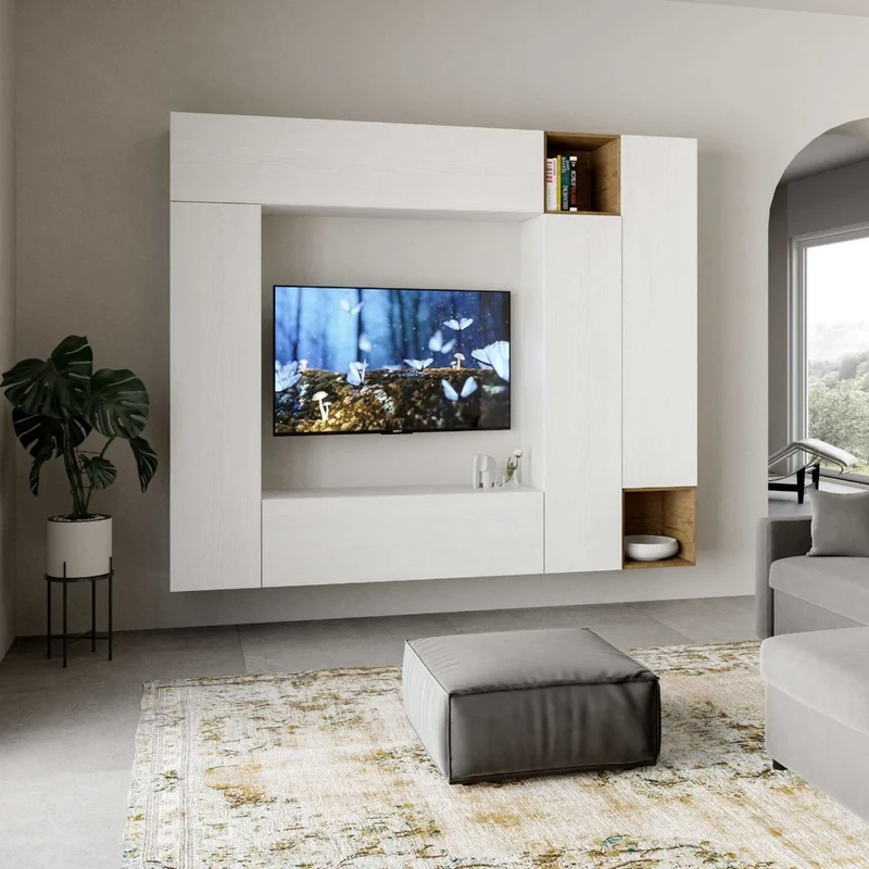 Remigi - Parete attrezzata sospesa componibile per salotto o living