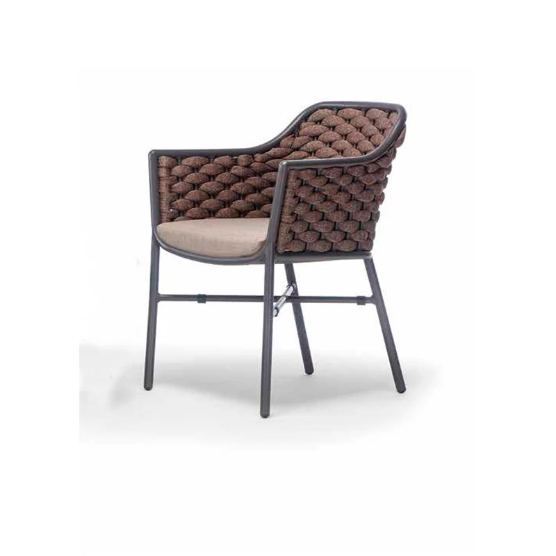 Poltroncina moderna per esterno in alluminio lavorazione intrecciata cm 57x63x76h