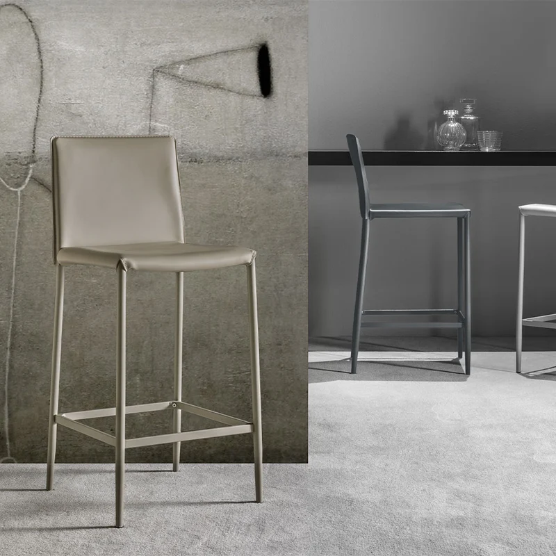 Set da 2 Sgabello alto da cucina in metallo e similcuoio cm 41x46x93 - vari colori