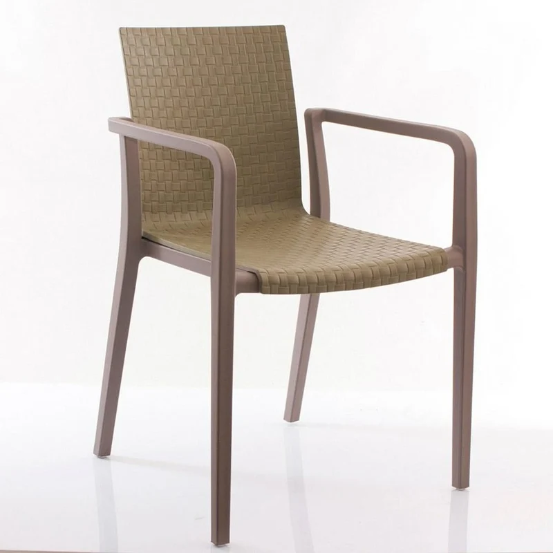 Set da 2 Poltroncina da esterno con braccioli seduta effetto intreccio cm 56x55x80h