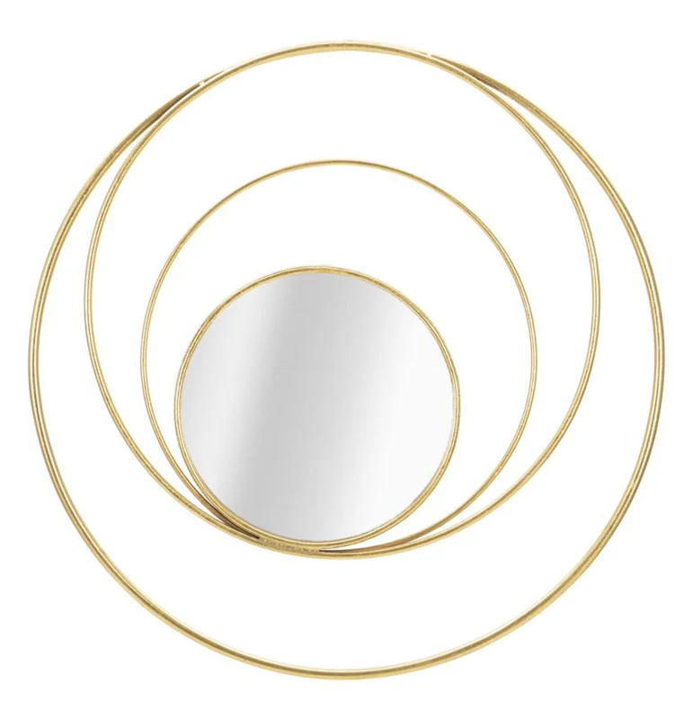 Specchio design da parete per ingresso metallo dorato cm Ø 80x3