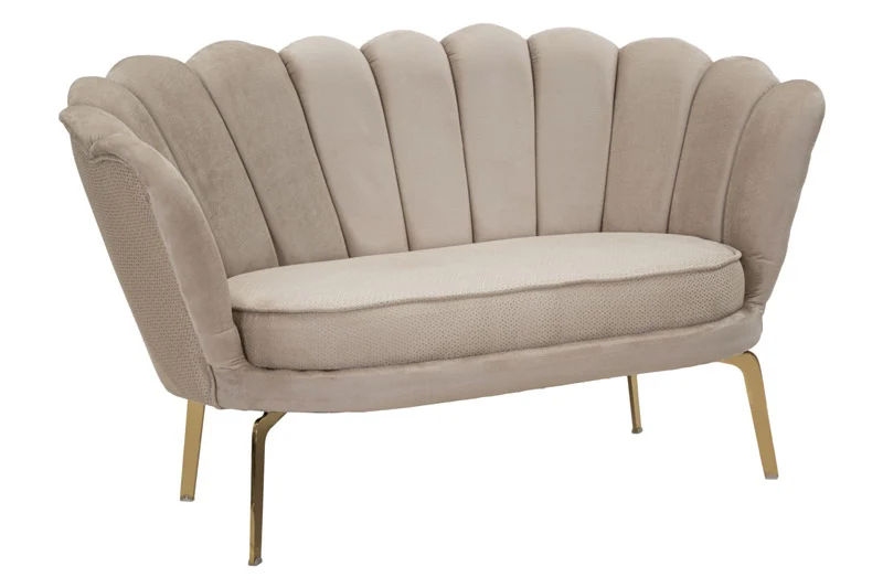 Divanetto biposto modello fiore in tessuto piedi in metallo dorato cm 136x76x78h - vari colori
