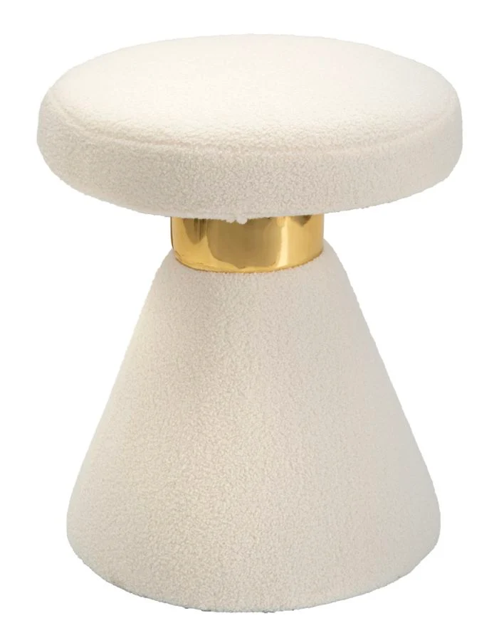 Tavolinetto basso da salotto rivestito in tessuto colore crema cm 42x51h