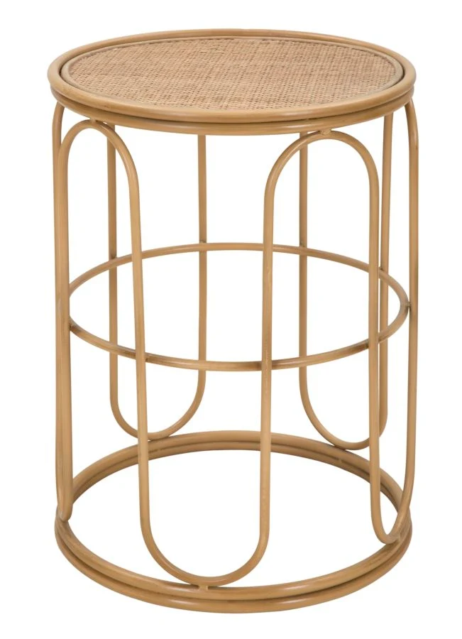 Tavolino rotondo basso in metallo e rattan da salotto ingresso cm 40x55h