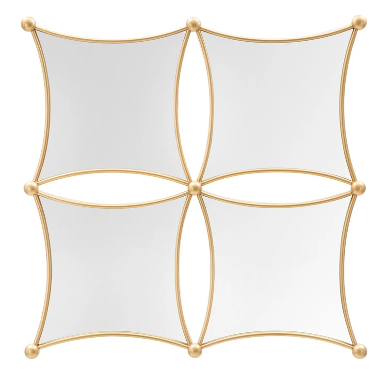 Specchio design da ingresso in metallo dorato cm 68x3x68h
