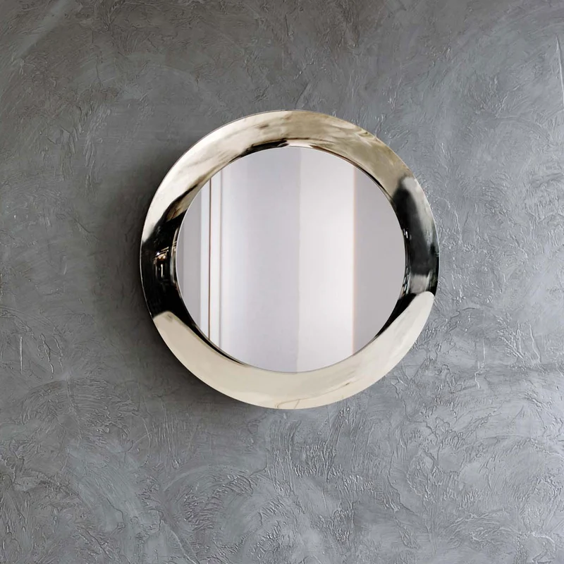 Specchio rotondo da parete cornice in vetro colore argento cm 95x95h
