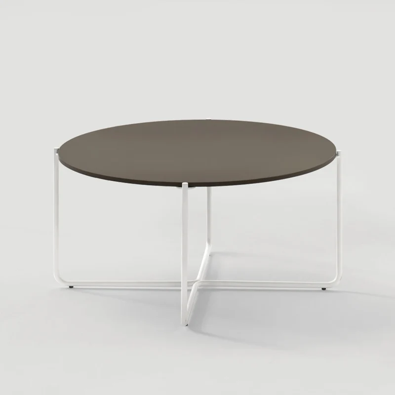 Tavolino tondo da caffè struttura in metallo piano in legno cm 63x30h - vari colori