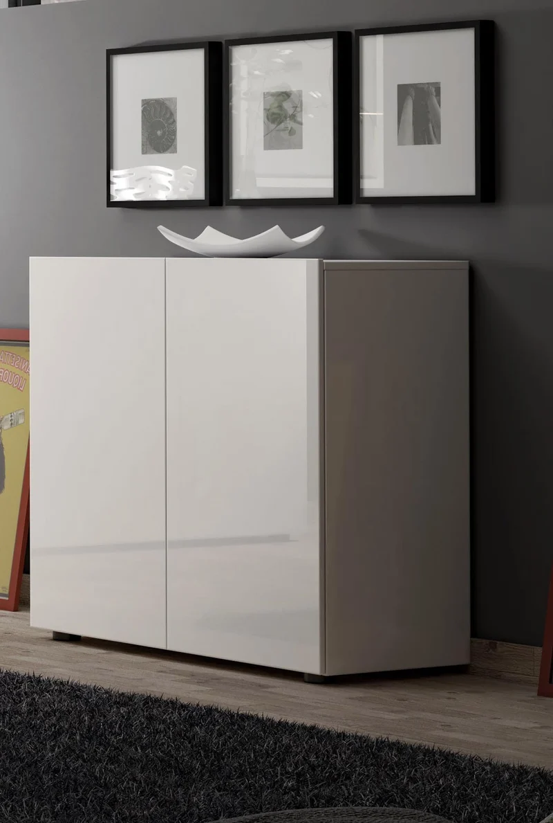 Mobile living 2 ante design moderno colore bianco lucido cm 90x38x79h
