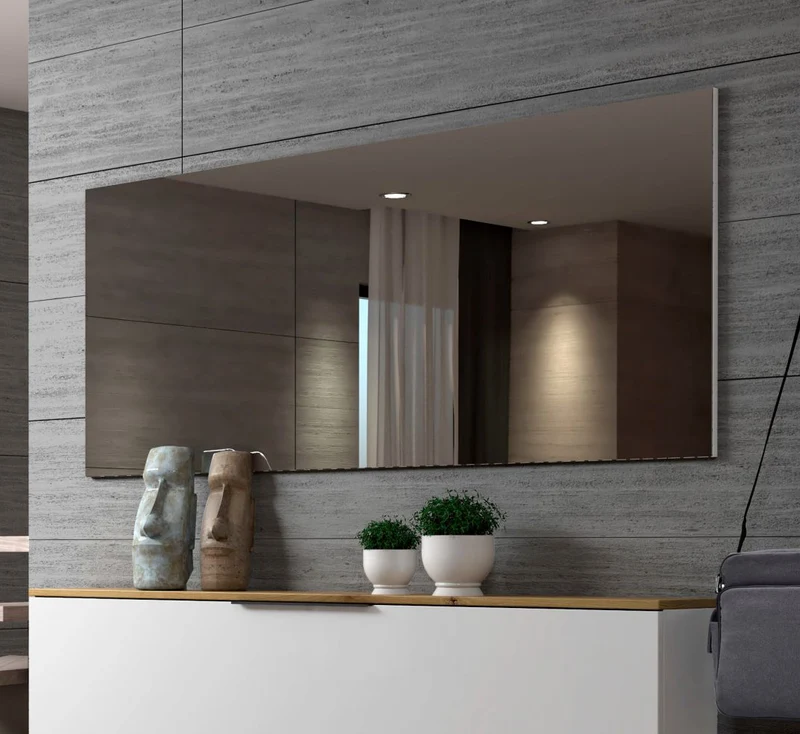 Specchiera rettangolare moderna da parete cornice bianco cm 160x2x65h