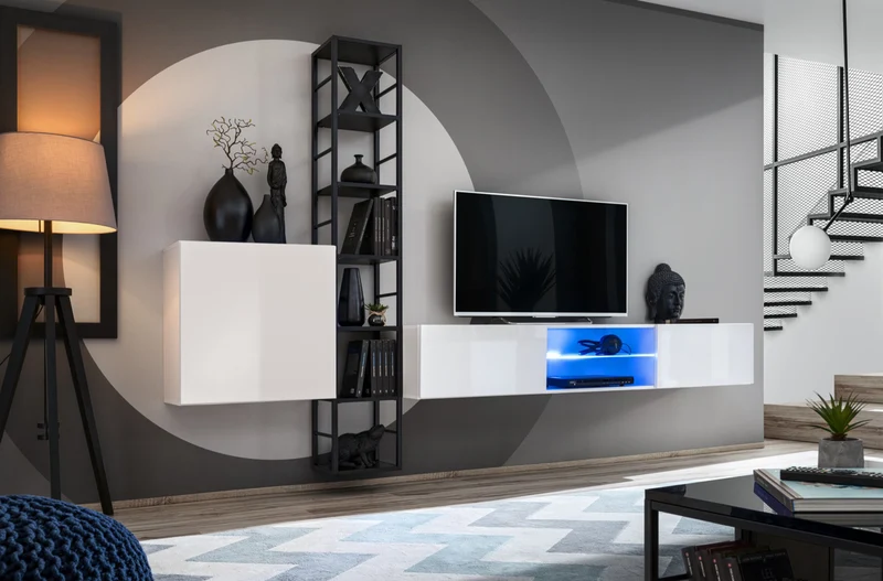 Loira - Composizione living parete moderna in legno e metallo - vari colori