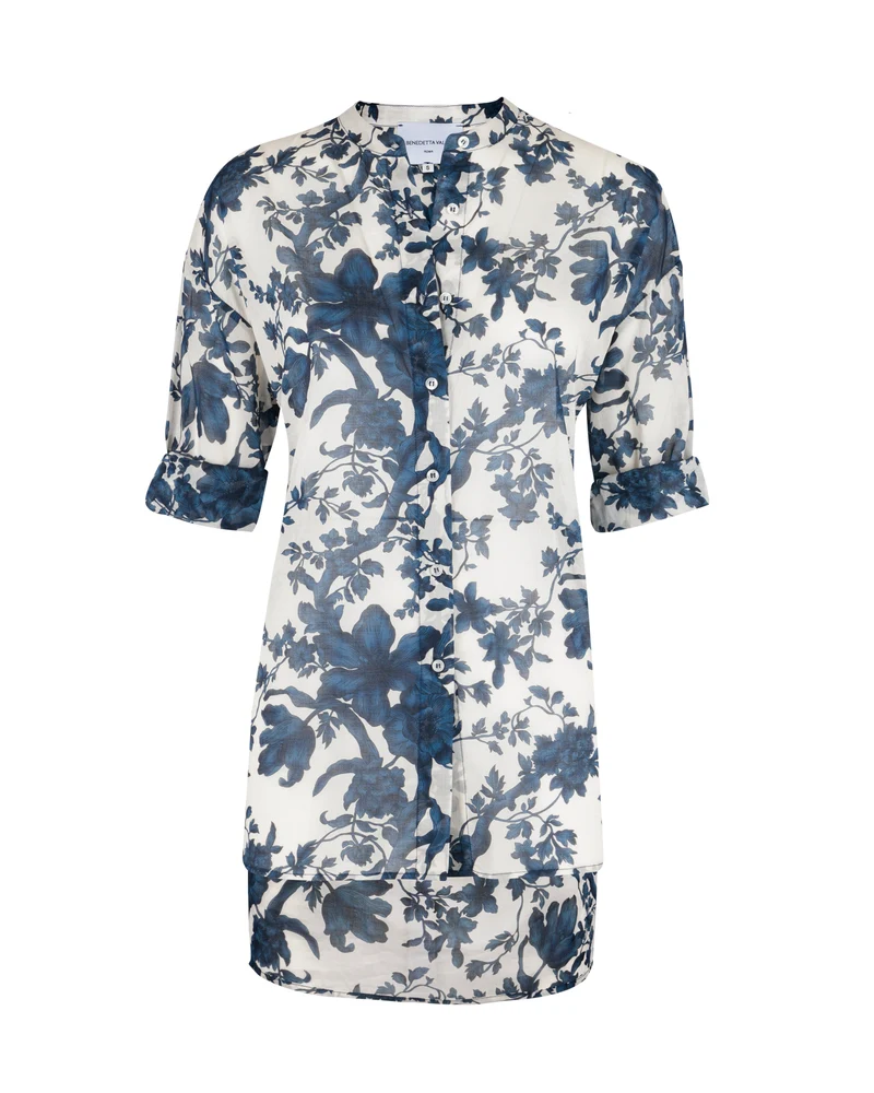 Camicia lunga in viscosa fantasia 24105