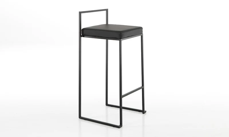 Set da 2 sgabello alto in metallo con sedile in ecopelle di colore nero cm 41x41x88h