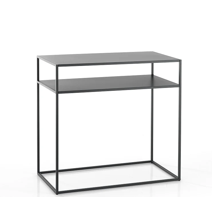 Consolle da ingresso moderna a 2 piani in acciaio colore grigio antracite cm 80x40x77h