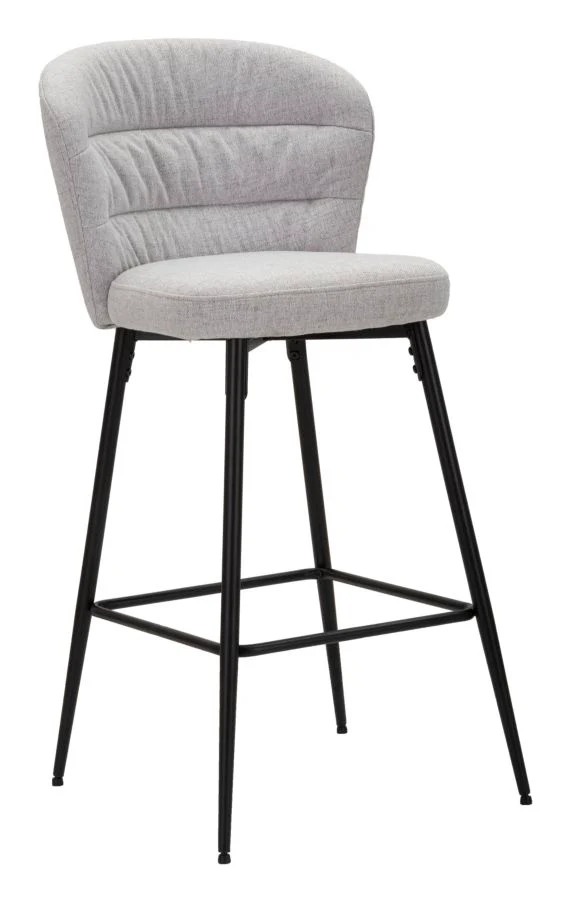 Set da 2 Sgabello alto con schienale imbottito rivestito in tessuto cm 52x59x108h - vari colori
