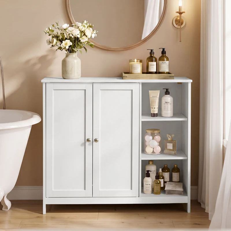 Mobile bagno da terra in MDF con ante e ripiani regolabili