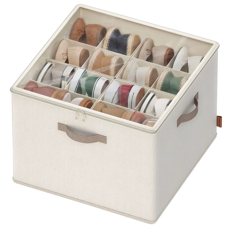 Organizer scarpe con divisori regolabili e coperchio trasparente