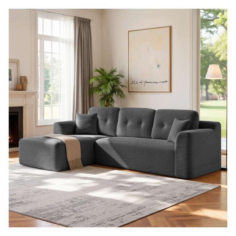 Divano angolare modulare con ampia chaise longue sinistra