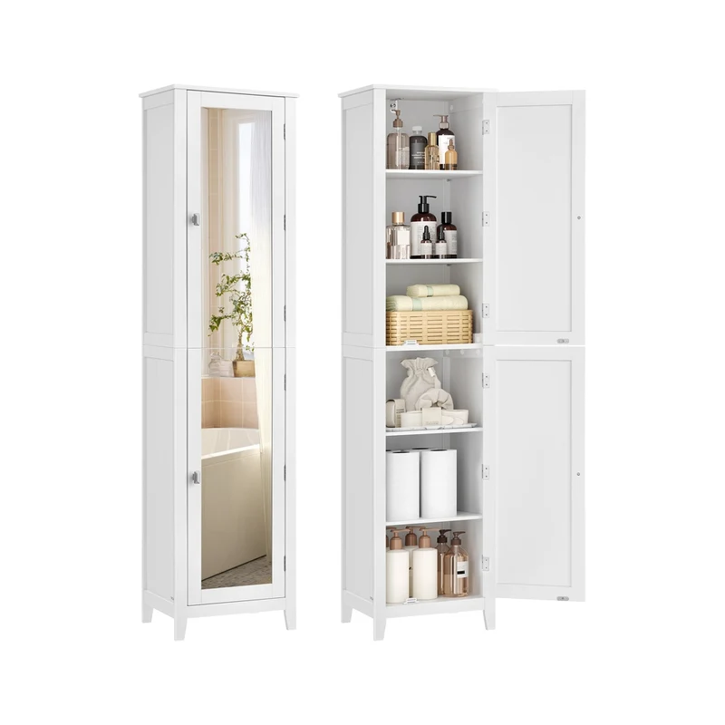 Armadio da bagno alto con specchio e ripiani regolabili
