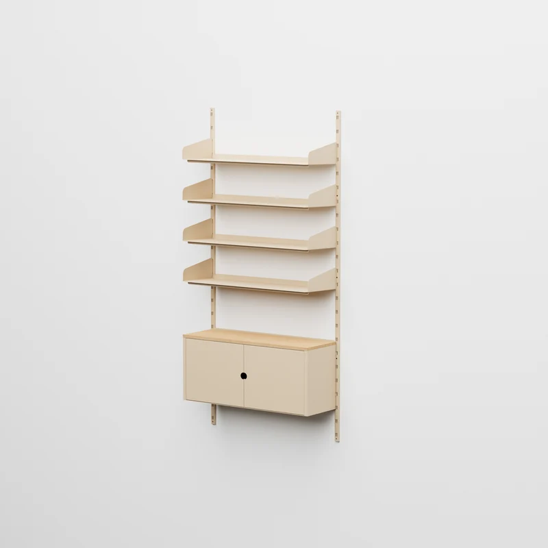 Linnea - Sistema Modulare a Parete - 4 Mensole 90 cm e Moduli Contenitore, Campata Singola - Beige Luxor (COD01183)