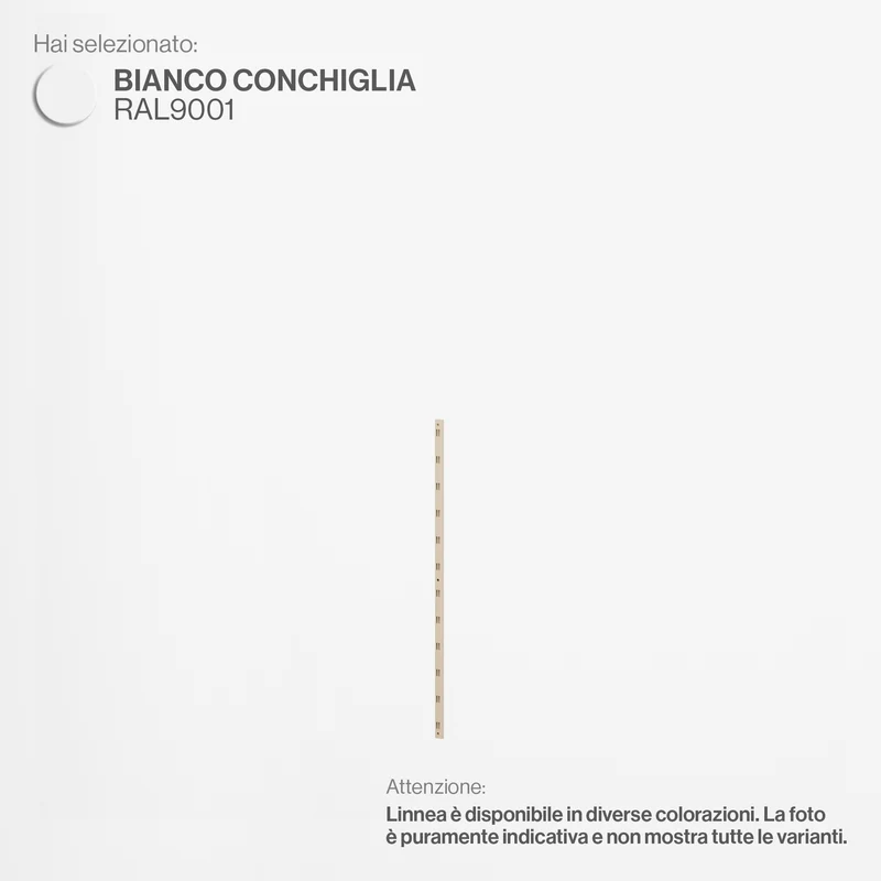 Linnea - Elemento Montante Cremagliera - Lunghezza 96 cm - Bianco Conchiglia