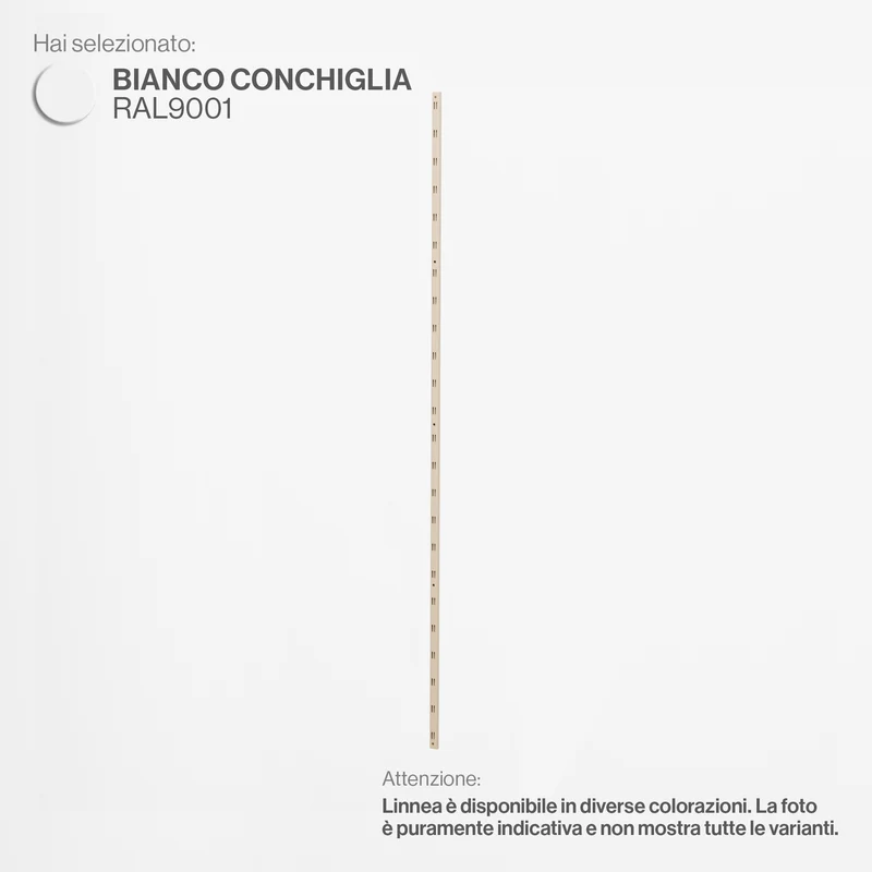 Linnea - Elemento Montante Cremagliera - Lunghezza 192 cm - Bianco Conchiglia