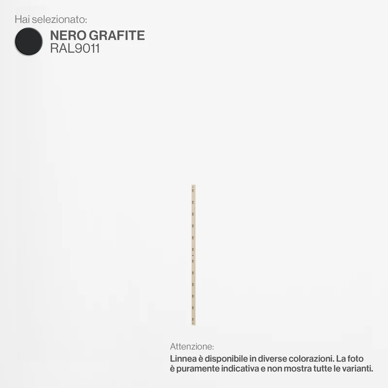 Linnea - Elemento Montante Cremagliera - Lunghezza 96 cm - Nero Grafite