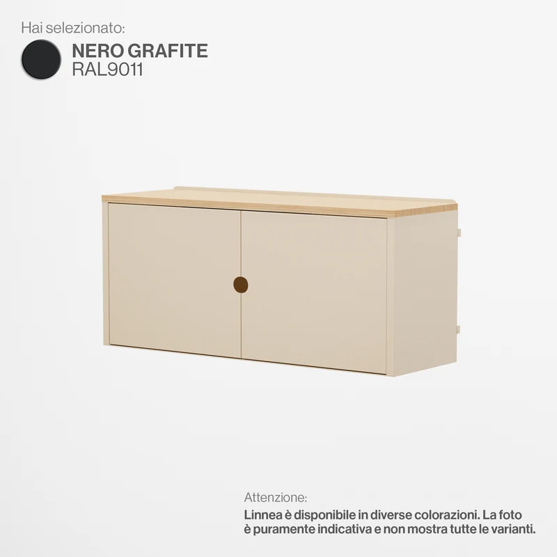 Linnea - Modulo Contenitore Appeso con Ante, Larghezza 90 cm - Nero Grafite