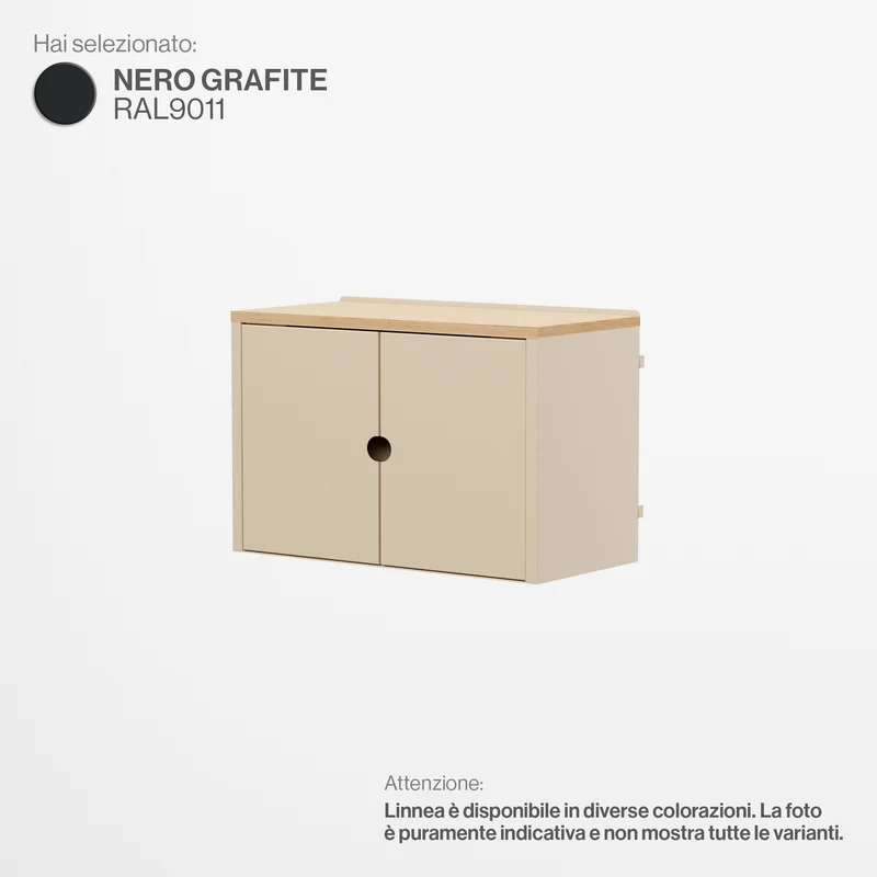 Linnea - Modulo Contenitore Appeso con Ante, Larghezza 60 cm - Nero Grafite