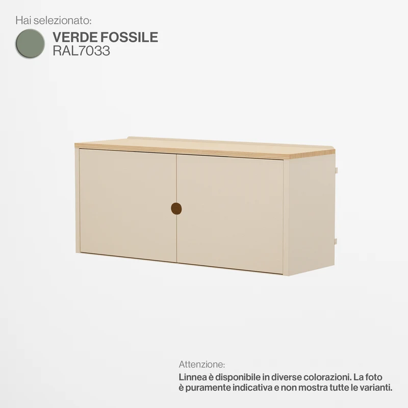 Linnea - Modulo Contenitore Appeso con Ante, Larghezza 90 cm - Verde Fossile