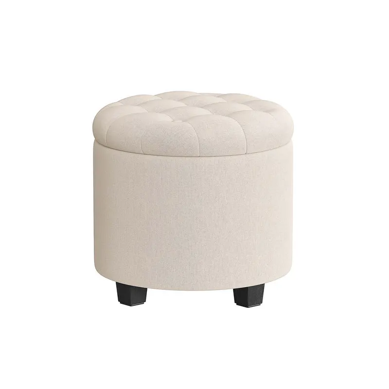 Pouf contenitore rotondo con gambe e seduta imbottita