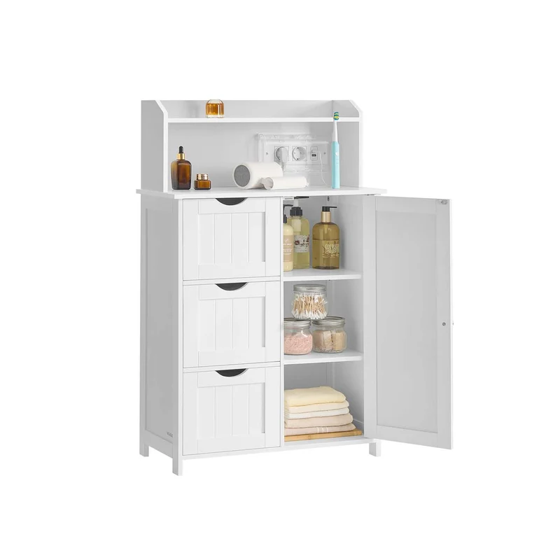 Mobile bagno con multipresa cassetti anta e ripiani regolabili