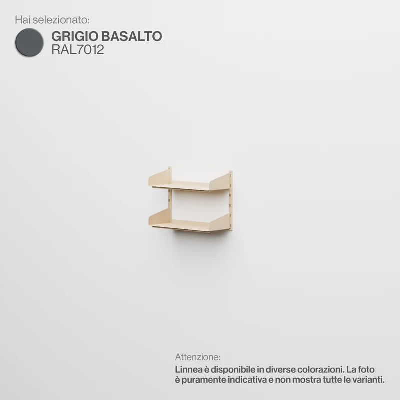 Linnea - Sistema Modulare a Parete con mensole da 60 cm, campata singola - Grigio Basalto (RAL7012)