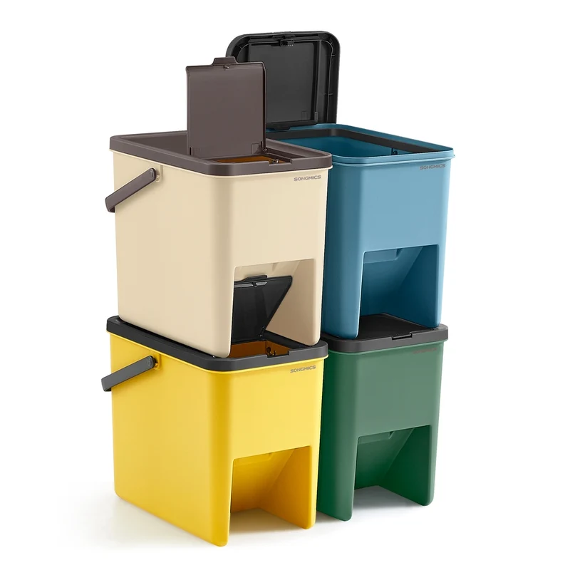 Set di 4 Pattumiere Impilabili